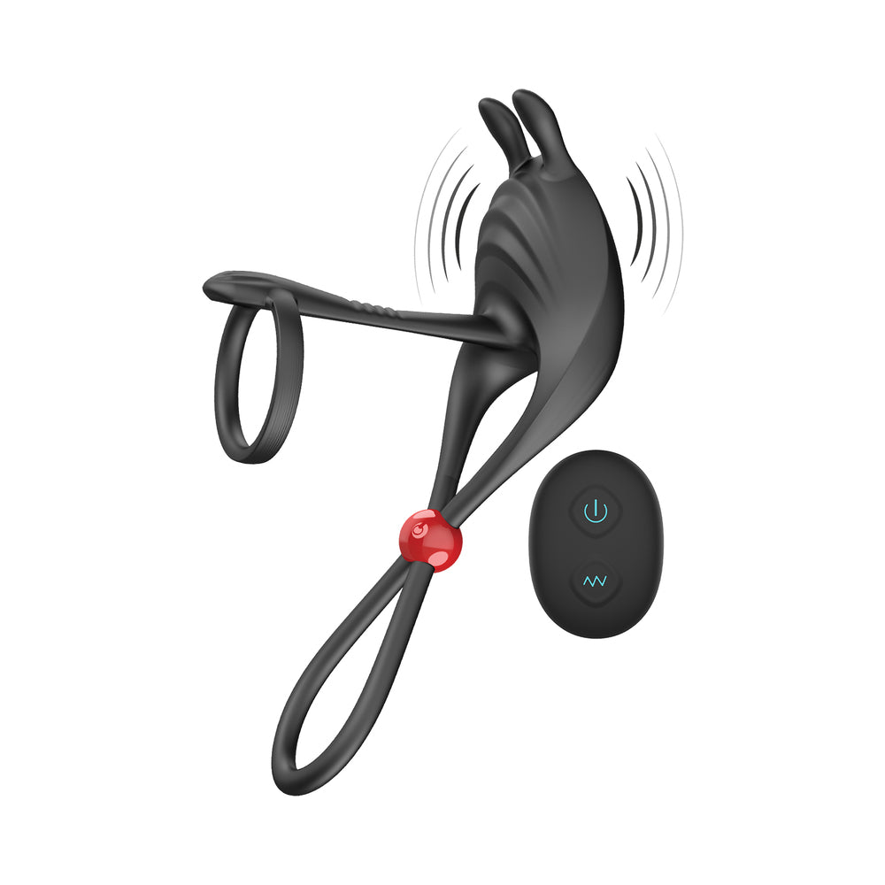 Cockpower Remote Control Cockring & Ball Cinch Black