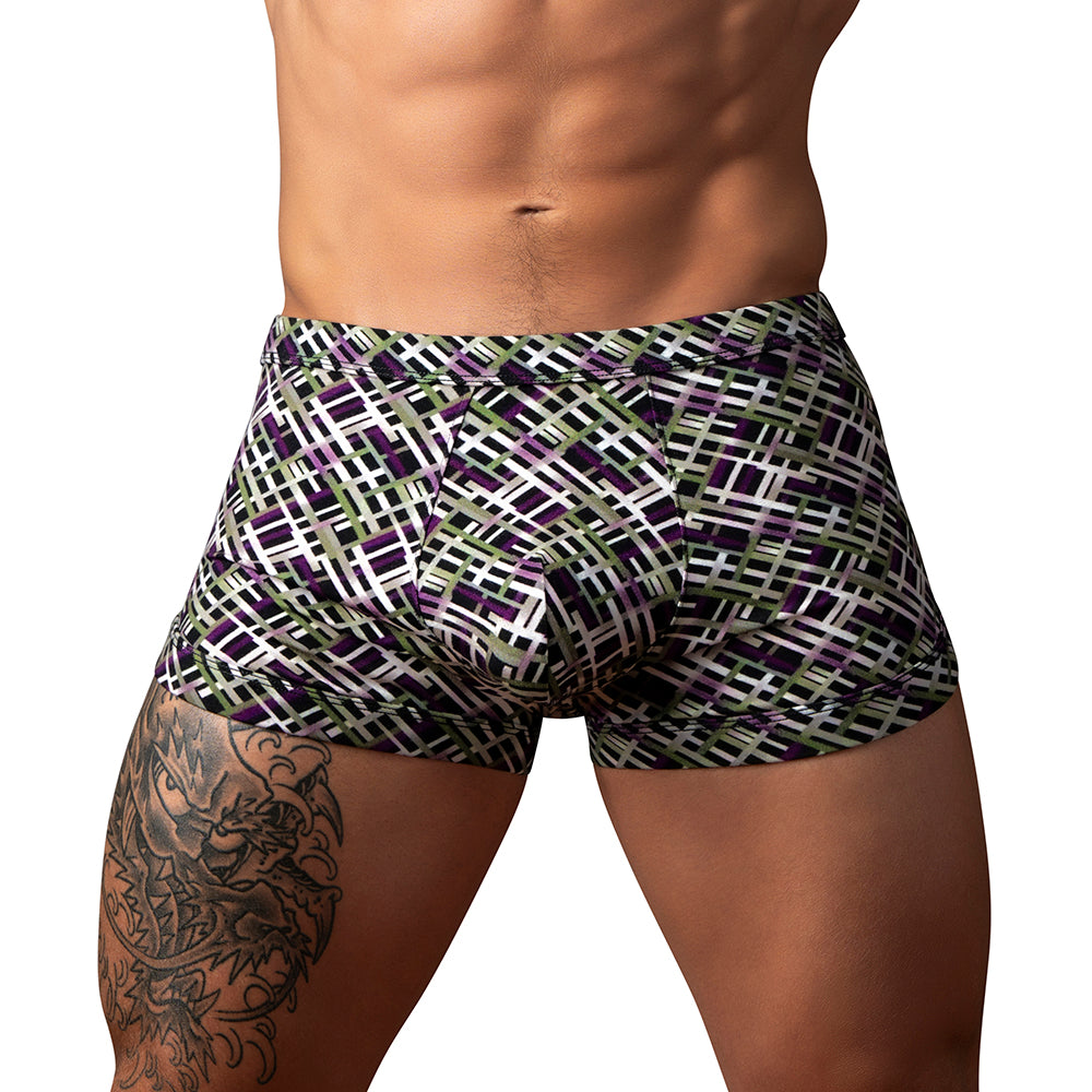 Male Power Gridlock'd Short with Strap Print L