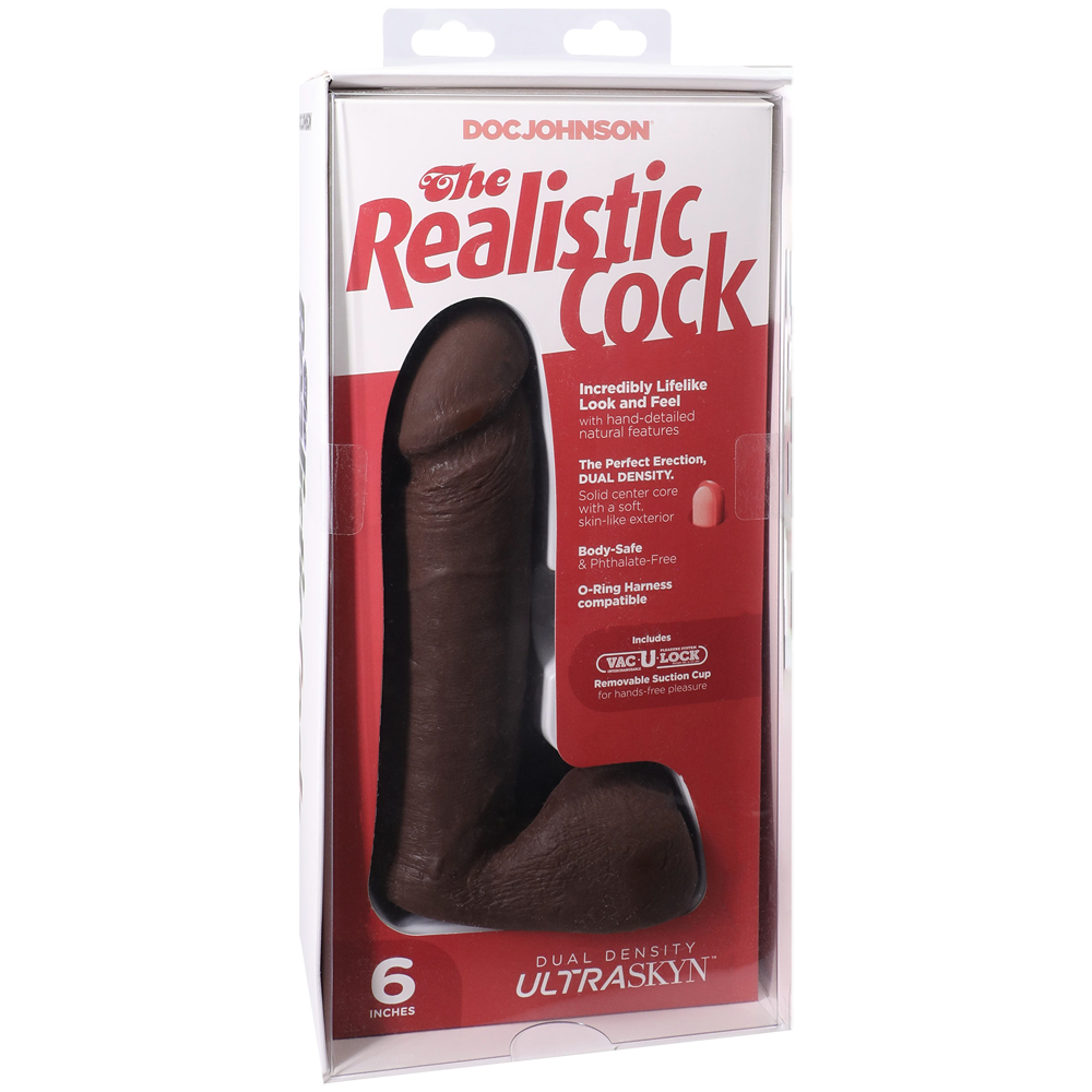 The Realistic Cock Ultraskyn 6" With Balls Chocolate