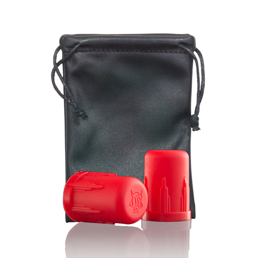 Silicone Nipple Suction Cups & Leather Pouch - Red & Black