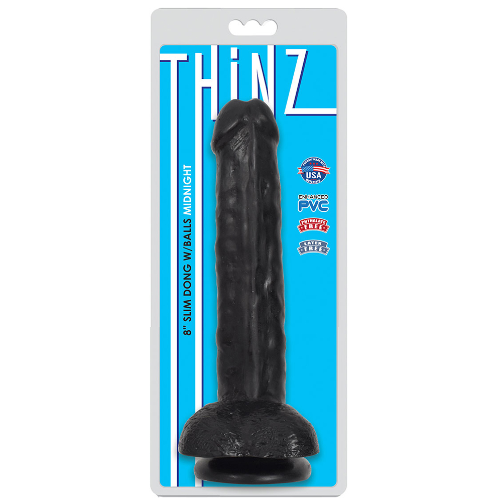 Thinz 8" Slim Dong With Balls Midnight
