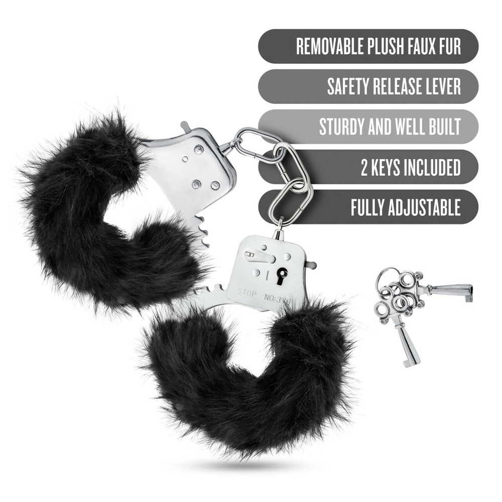 Temptasia Plush Fur Cuffs Black