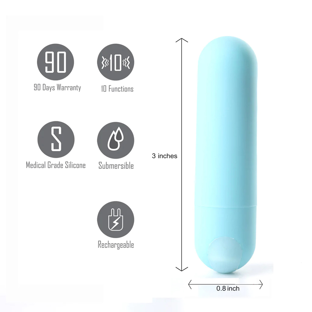 Maia Jessi USB Rechargeable Super Charged Mini Bullet Teal Blue