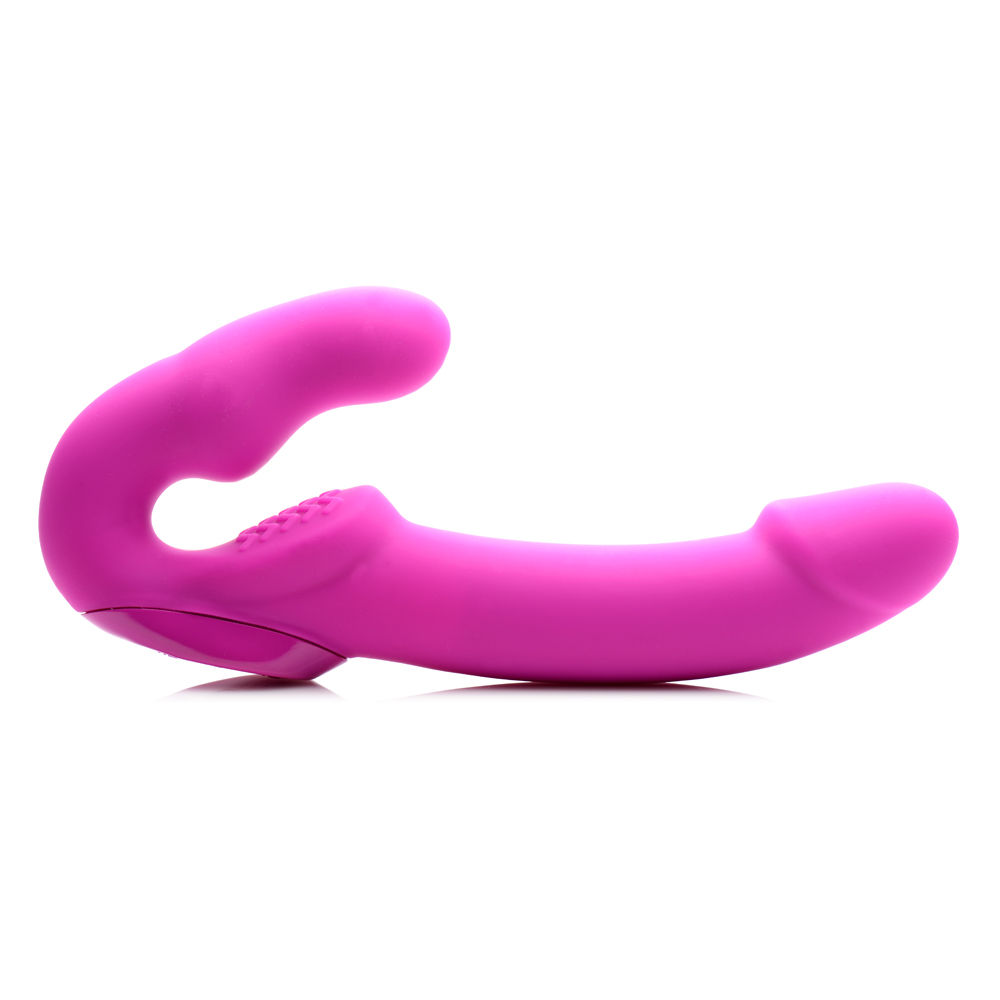 Strap U Evoke Super Charged Pink Vibrating Strapless Silicone Dildo