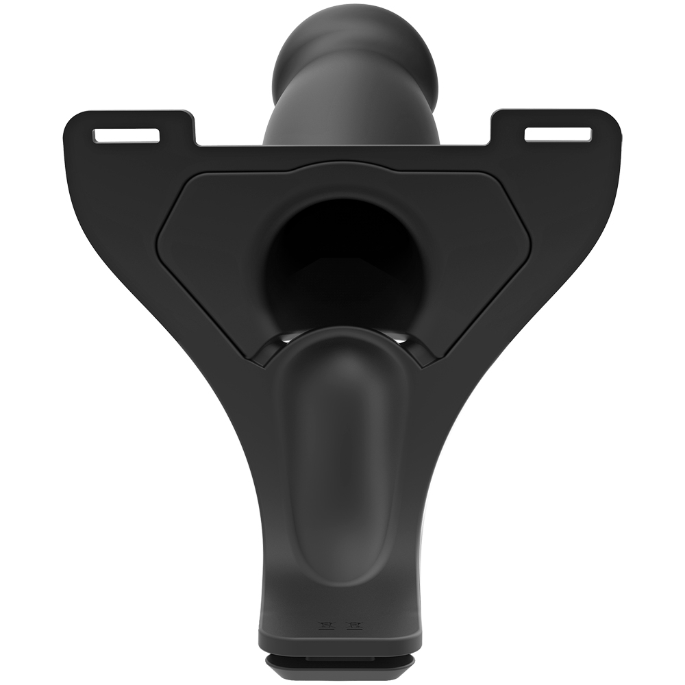 Body Extensions Be Risqu&eacute; 2-Piece Set Rechargeable Vibrating Silicone Harness with 8" Large Dong Black