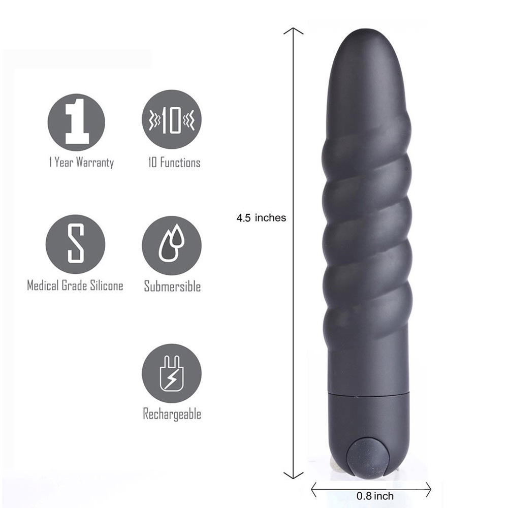 Lola Silicone 10-Function Vibrating Twisty Bullet Black