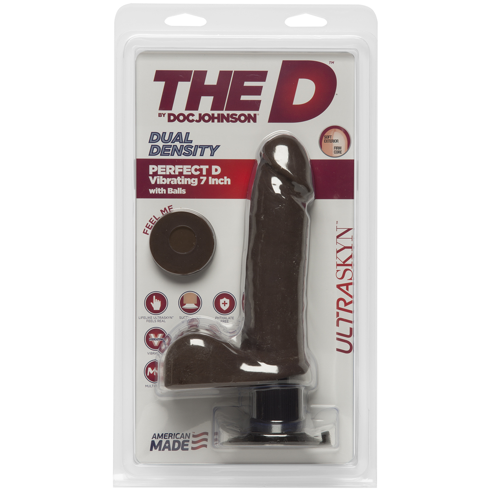 The D Perfect D Vibrating 7" With Balls Ultraskyn Chocolate