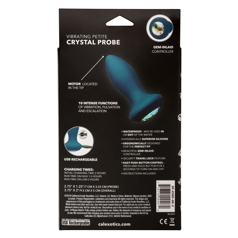 Power Gem Vibrating Petite Crystal Probe Blue