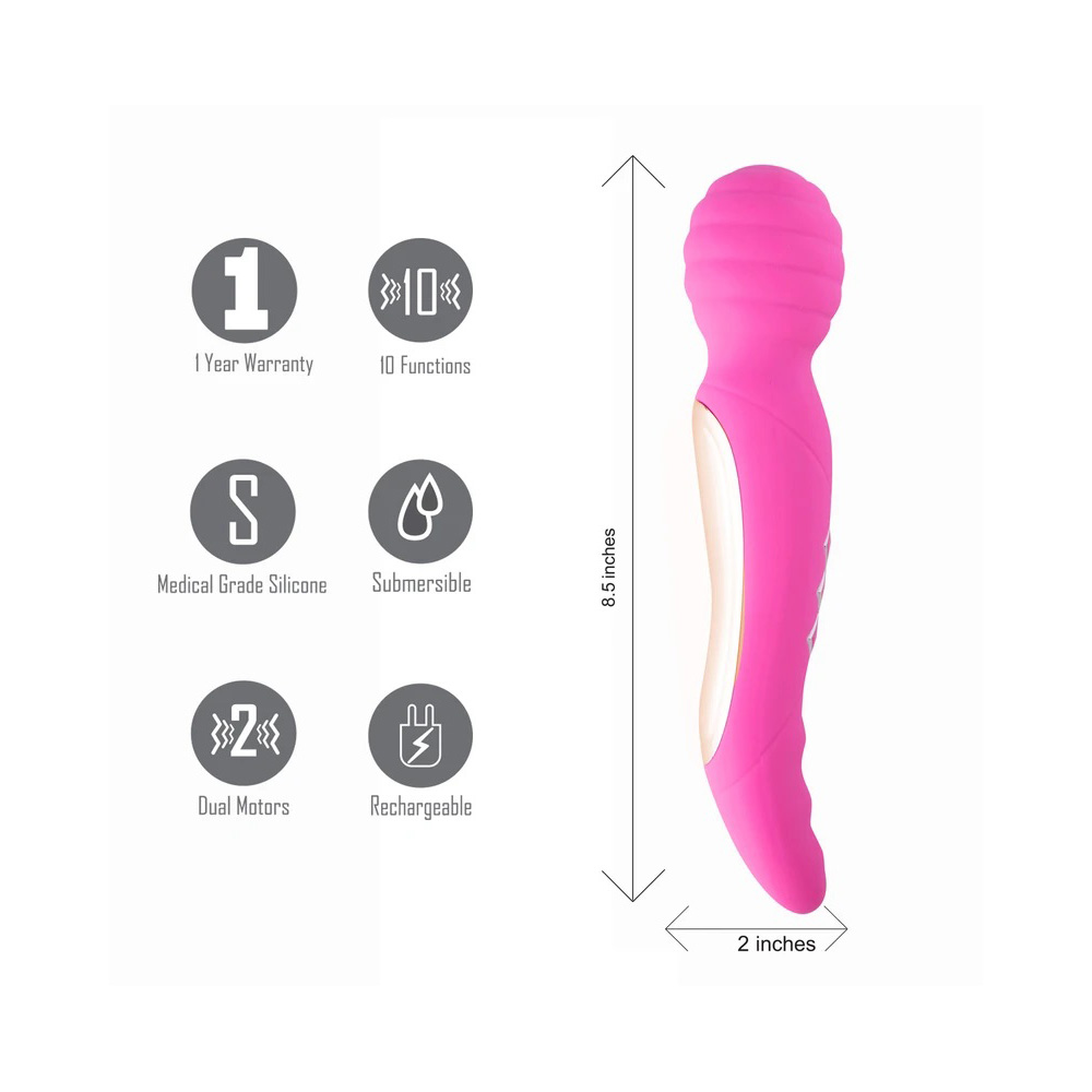 Zoe Twistty Rechargable Dual Vibrating Wand Hot Pink