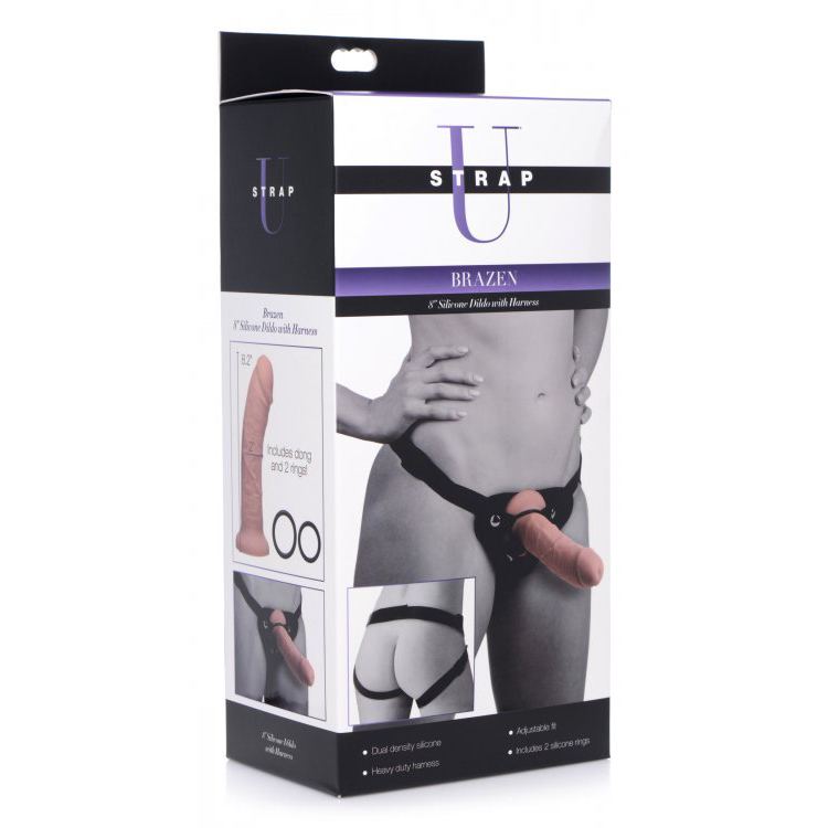 Strap U Brazen 8'' Silicone Dildo With Harness