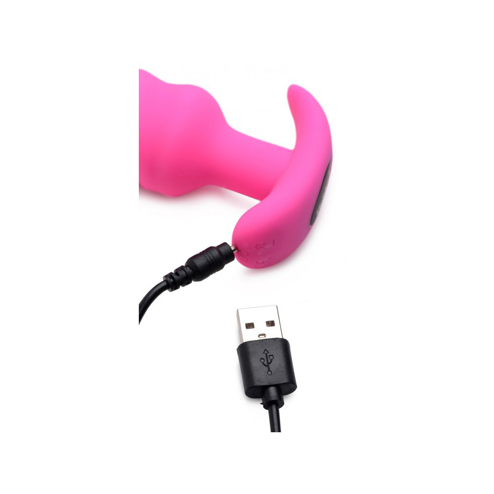 Bang! 21X Vibrating Silicone Swirl Butt Plug With Remote Control Pink