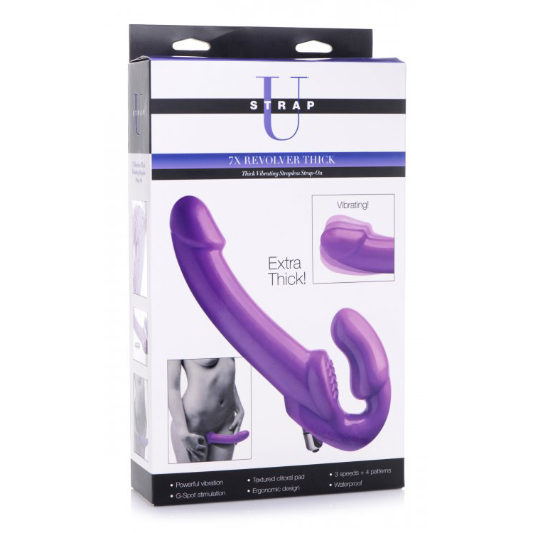 Strap U 7X Revolver Thick Vibrating Strapless Strap-On Purple