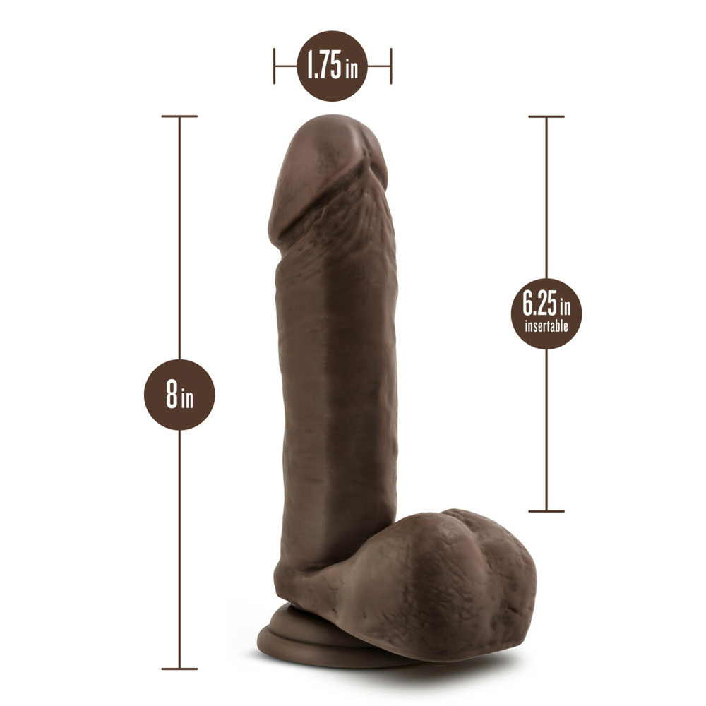 Dr. Skin Plus 8" Posable Dildo With Balls Chocolate