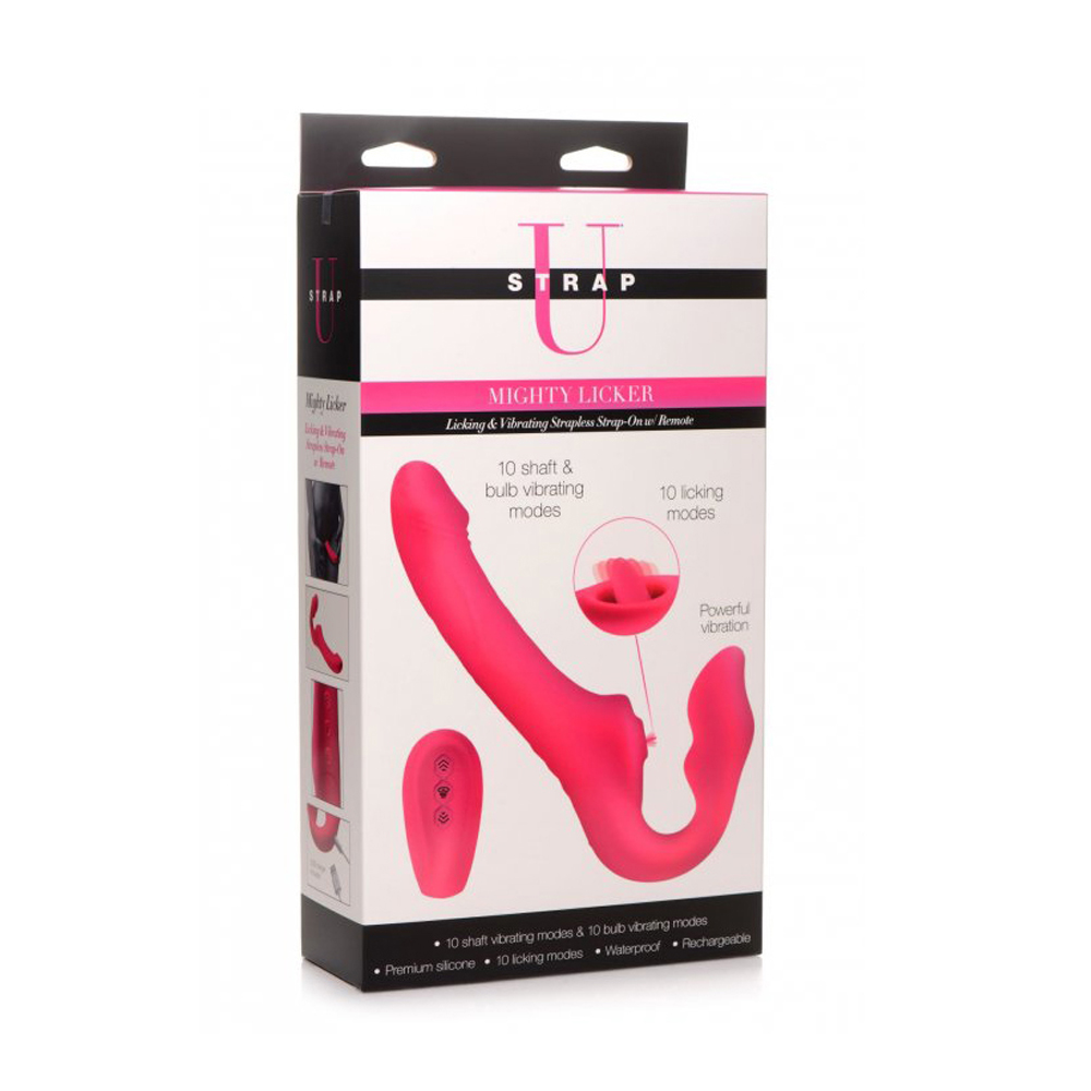 Strap U Mighty Licker Licking & Vibrating Strapless Strap-On With Remote