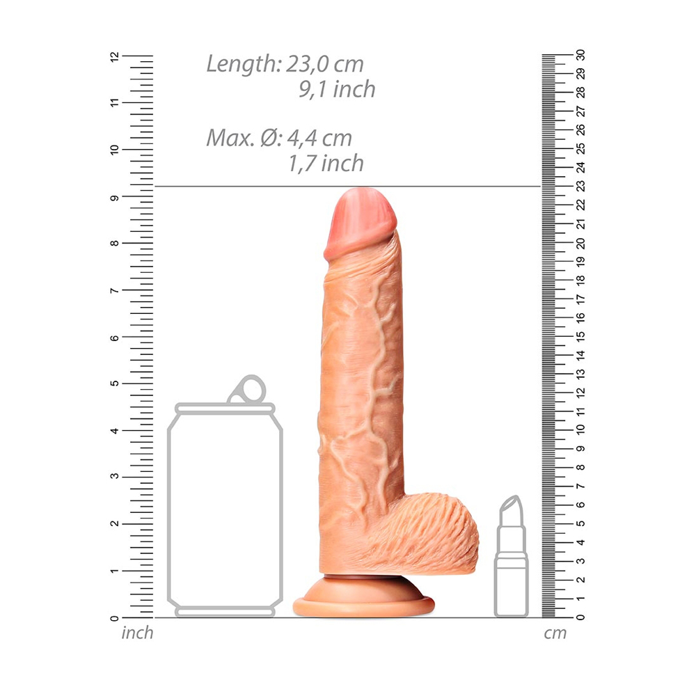 Straight Realistic Dildo With Balls And Suction Cup 8'' Tan