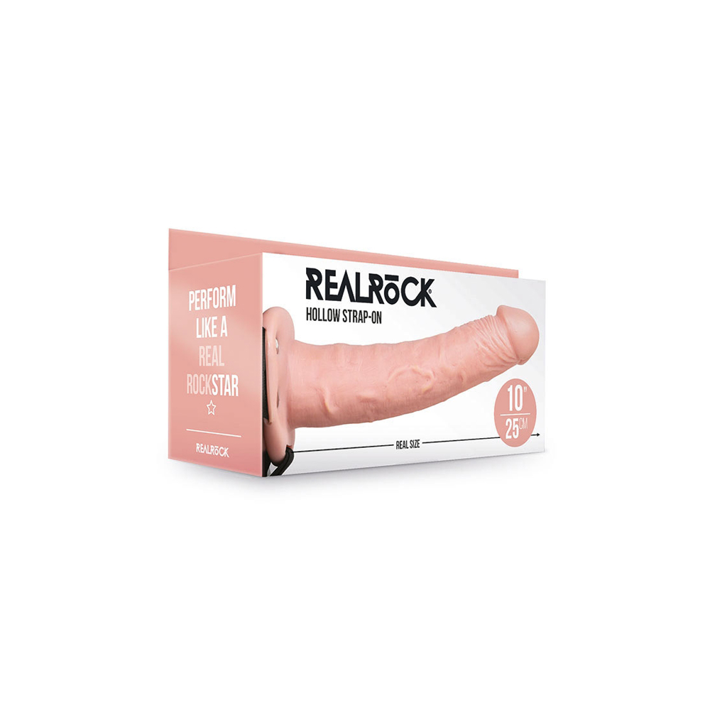 Realrock Hollow Strap-On Without Balls 10" Flesh