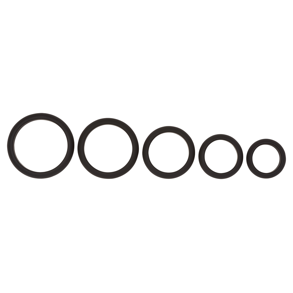 Cloud 9 Pro Sensual Comfort Cock Rings 5 Pack With Flat Back Design