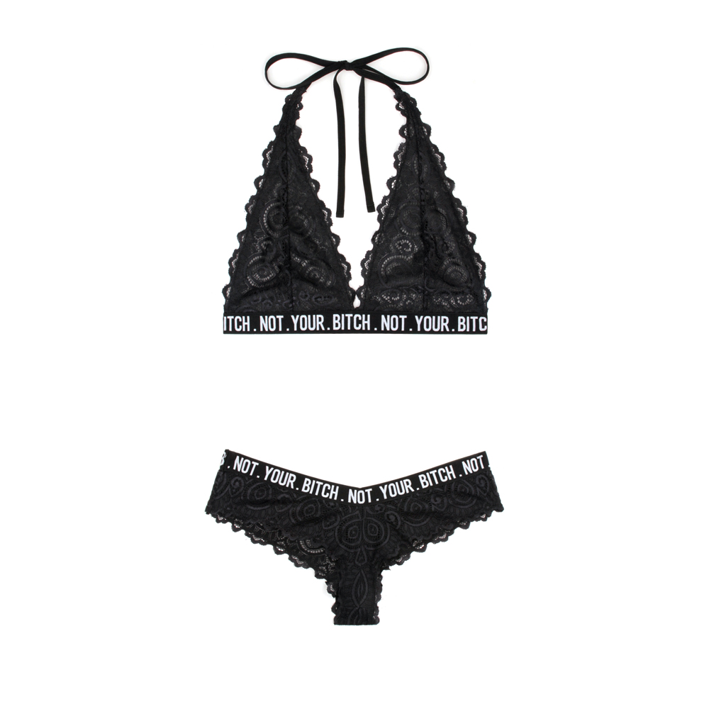 Not Your Bitch Bralette & Cheeky Panty Set Queen Size