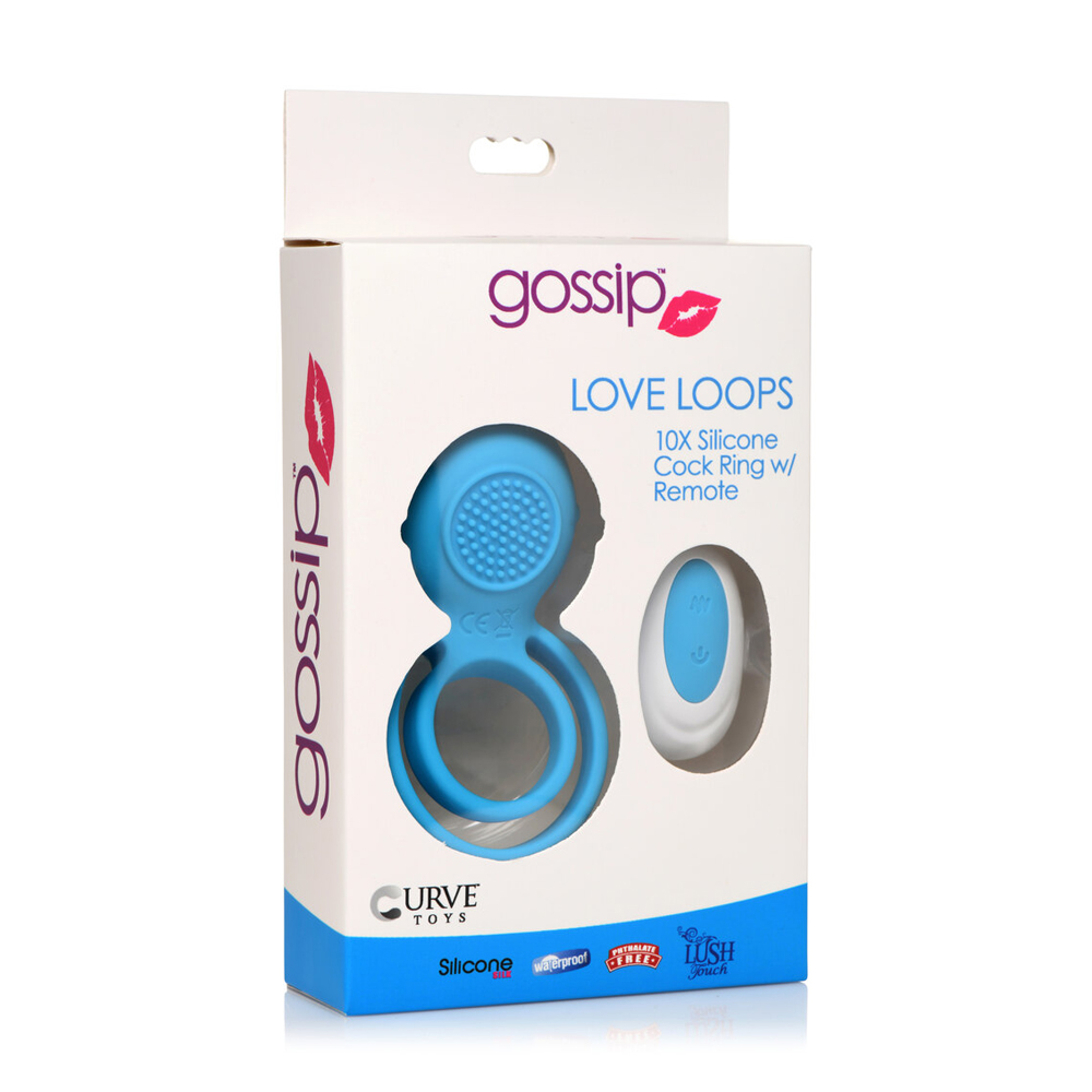 Gossip Love Loops 10X Silicone Cock Ring With Remote Azure