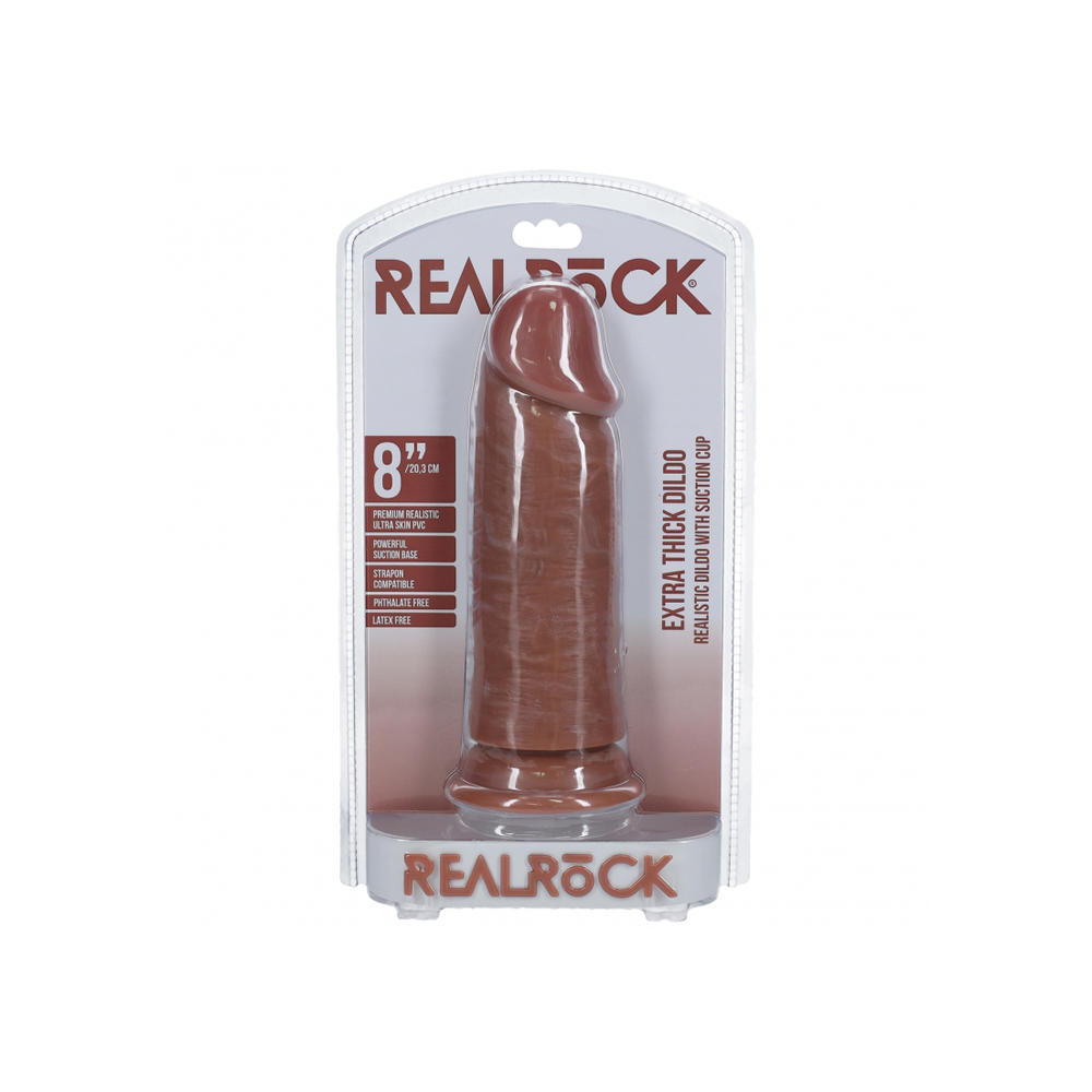 Realrock Extra Thick Realistic Dildo No Balls 8" Tan