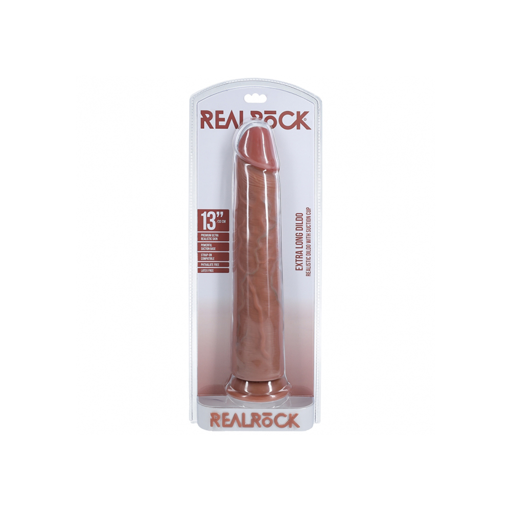 Realrock Extra Long Realistic Dildo No Balls 13" Tan