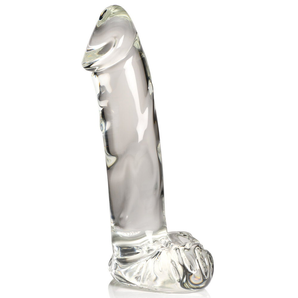 Pleasure Crystals 7.1" Glass Dildo With Balls