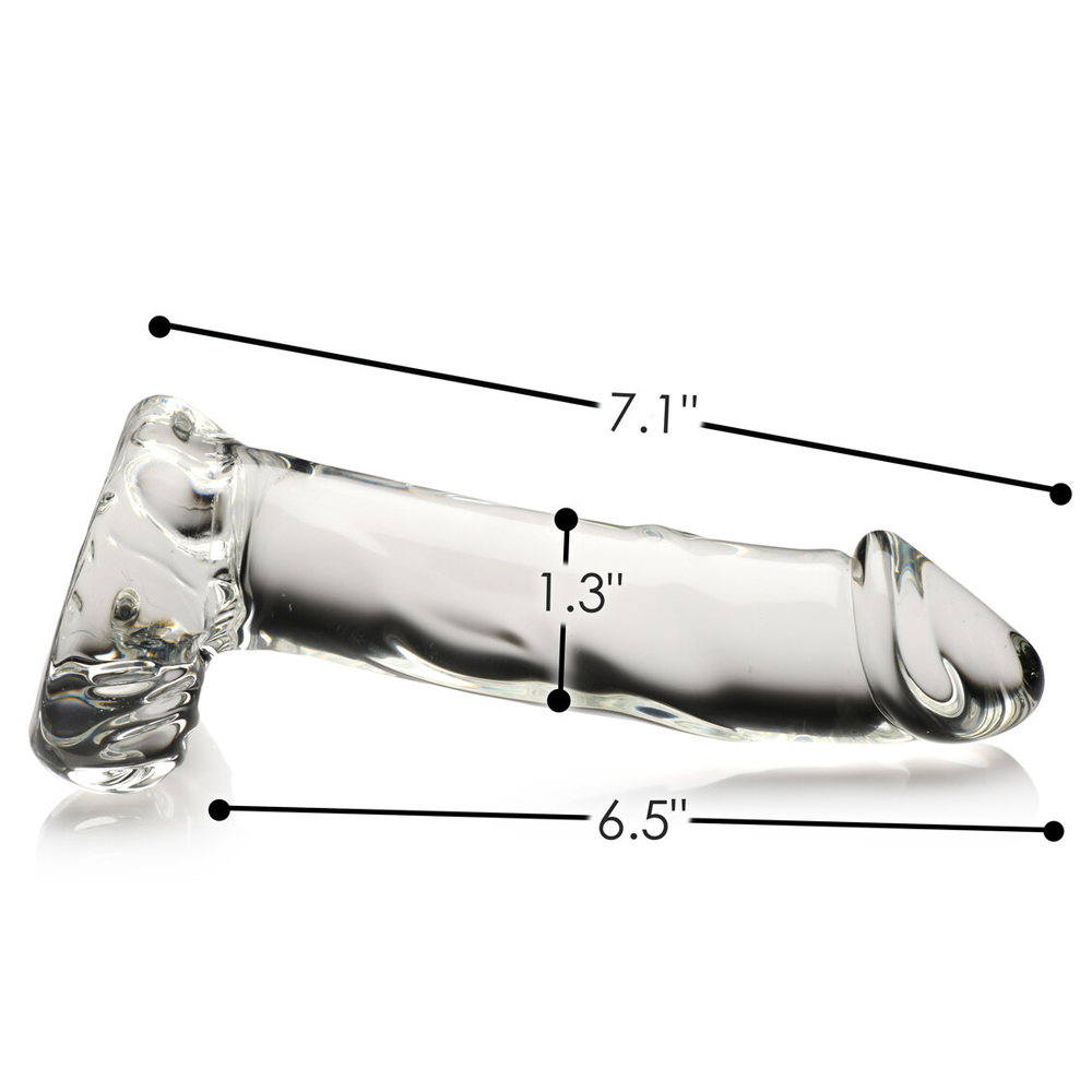 Pleasure Crystals 7.1" Glass Dildo With Balls