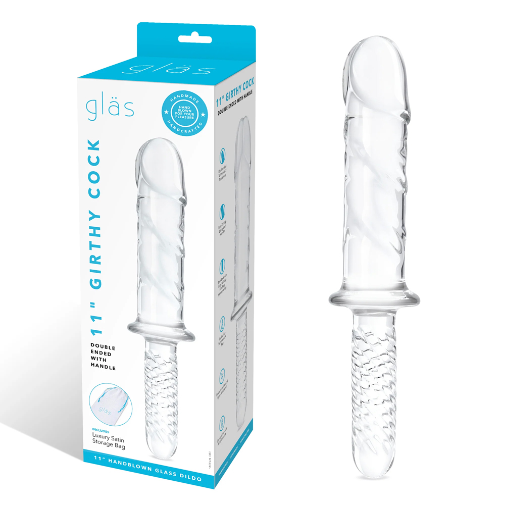 Glas 11" Girthy Cock Double Ended With Handle
