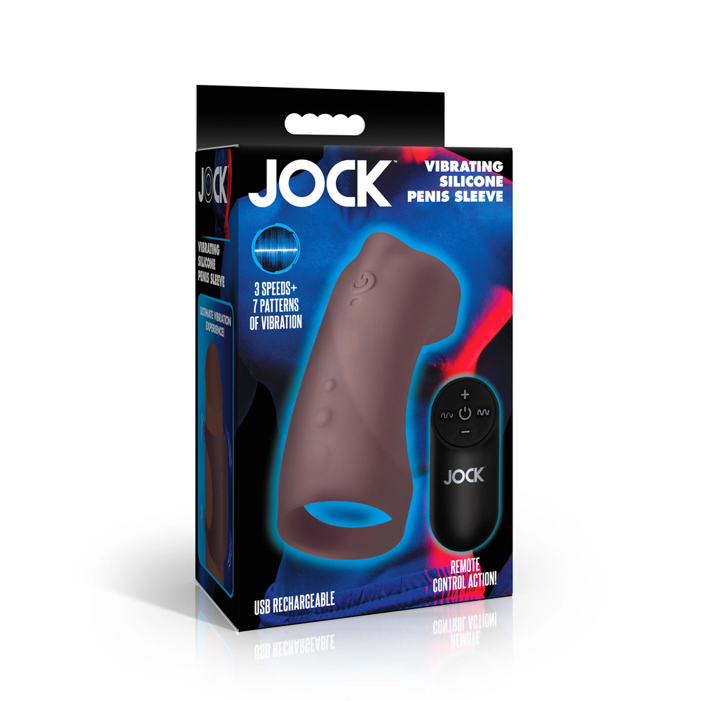 Jock Vibrating Silicone Penis Sleeve Dark