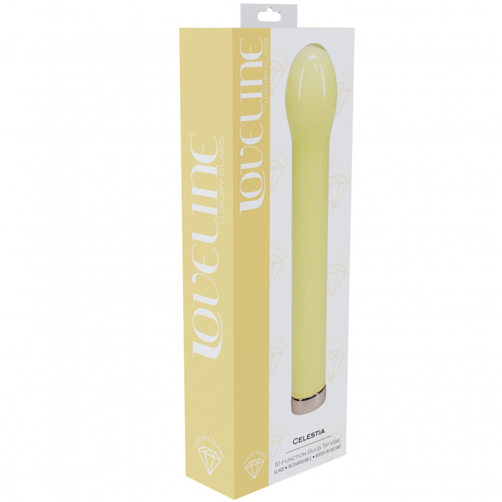 Loveline Celestia 6.3" Bulb Tip Glass Vibrator Yellow