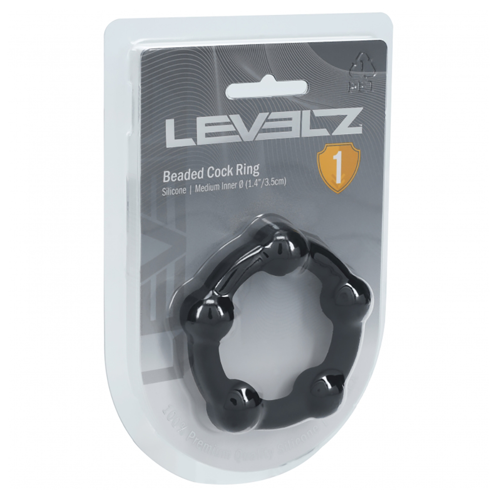 Levelz Beaded Silicone Cock Ring M 35mm Black