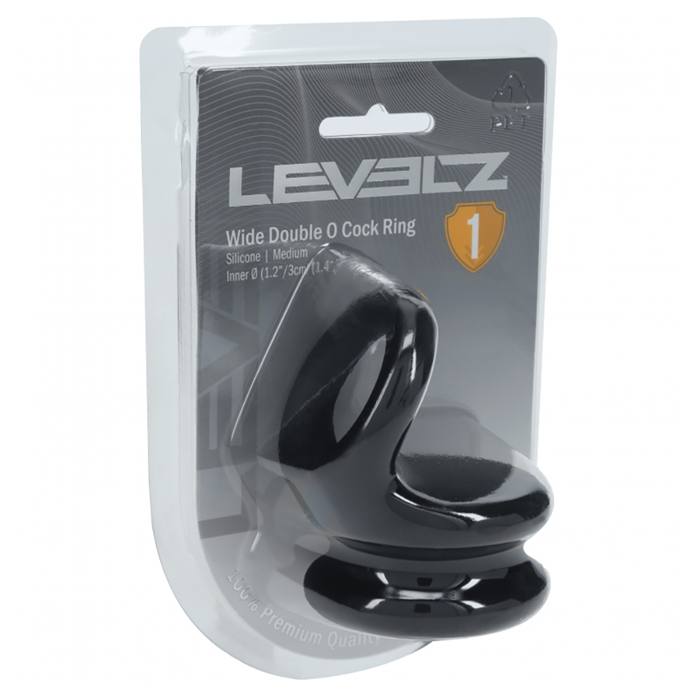 Levelz Wide Double O Silicone Cock Ring M Black