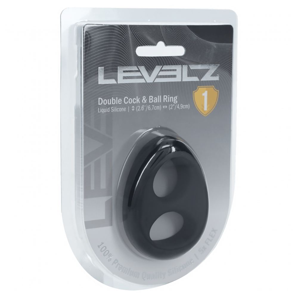Levelz Double Liquid Silicone Cock & Ball Ring Black