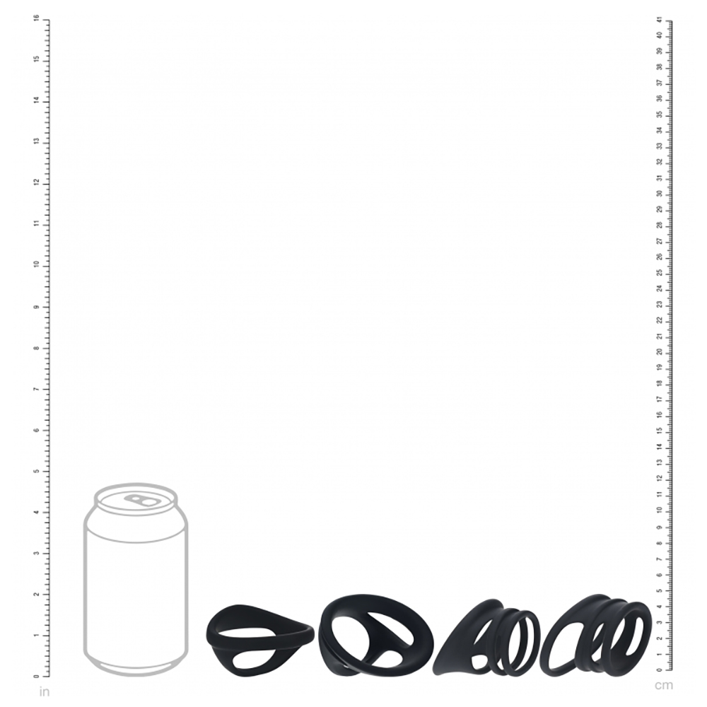 Levelz Set Of 4 Silicone Cock & Ball Rings Black