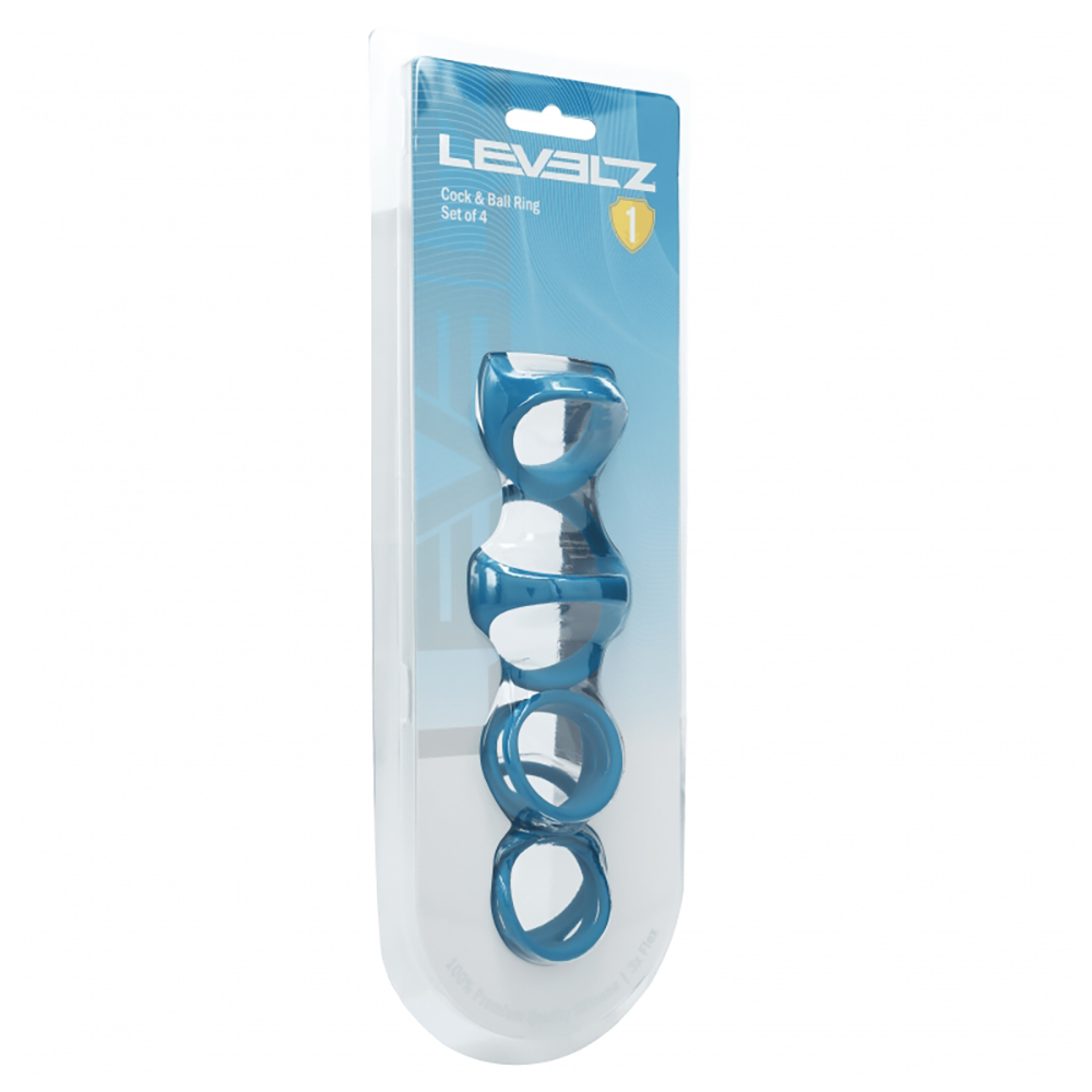 Levelz Set Of 4 Silicone Cock & Ball Rings Teal