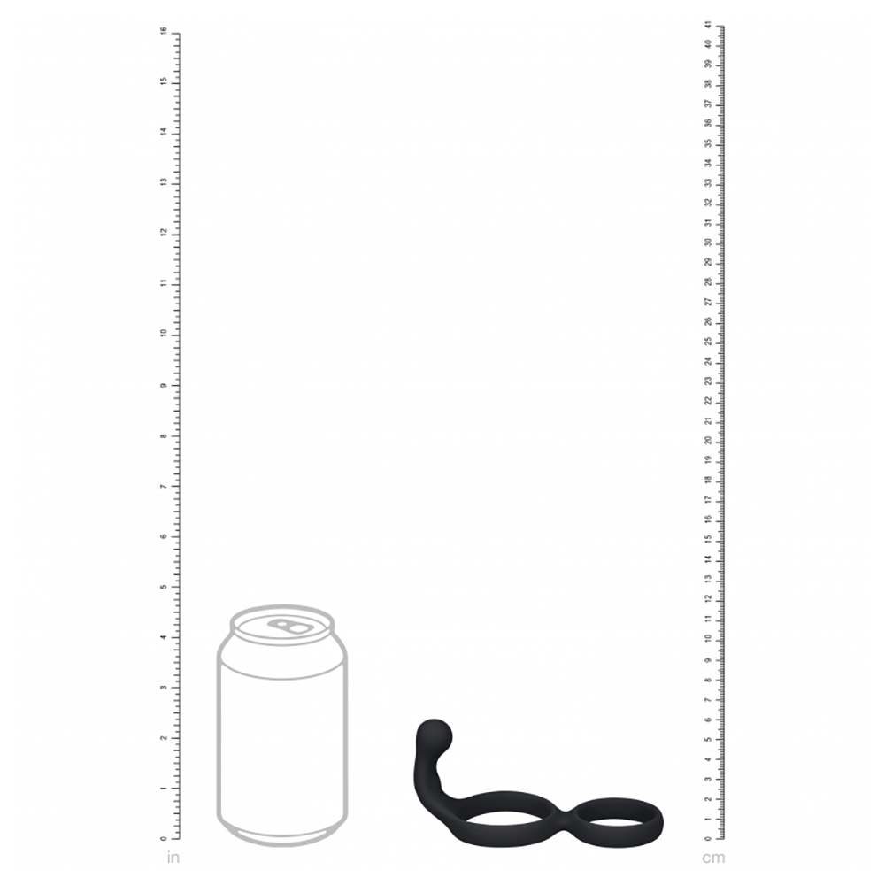 Levelz Silicone Double Cock Ring With Anal Stimulator Black