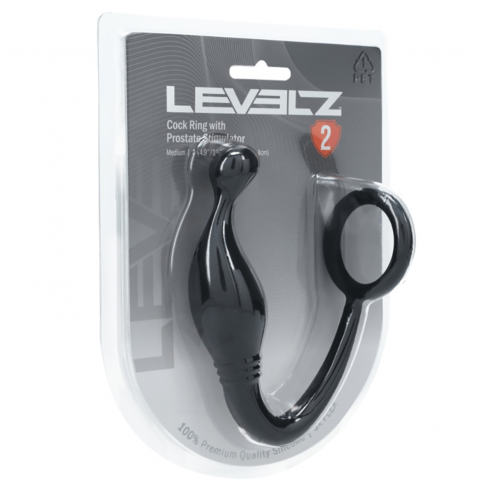 Levelz Silicone Cock Ring With Prostate Stimulator M Black