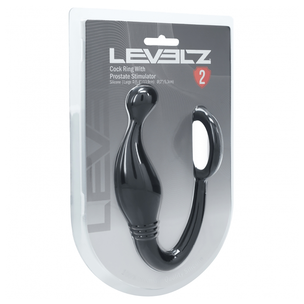Levelz Silicone Cock Ring With Prostate Stimulator L Black