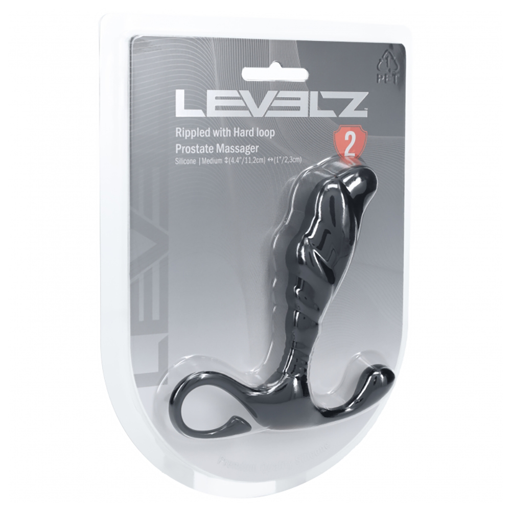 Levelz Rippled With Hard Loop Silicone Prostate Massager M Black