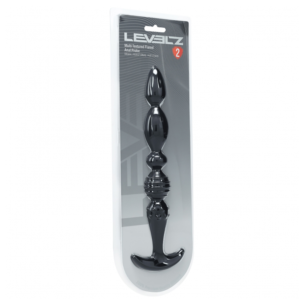 Levelz Multi Textured Silicone Flared Anal Probe Black