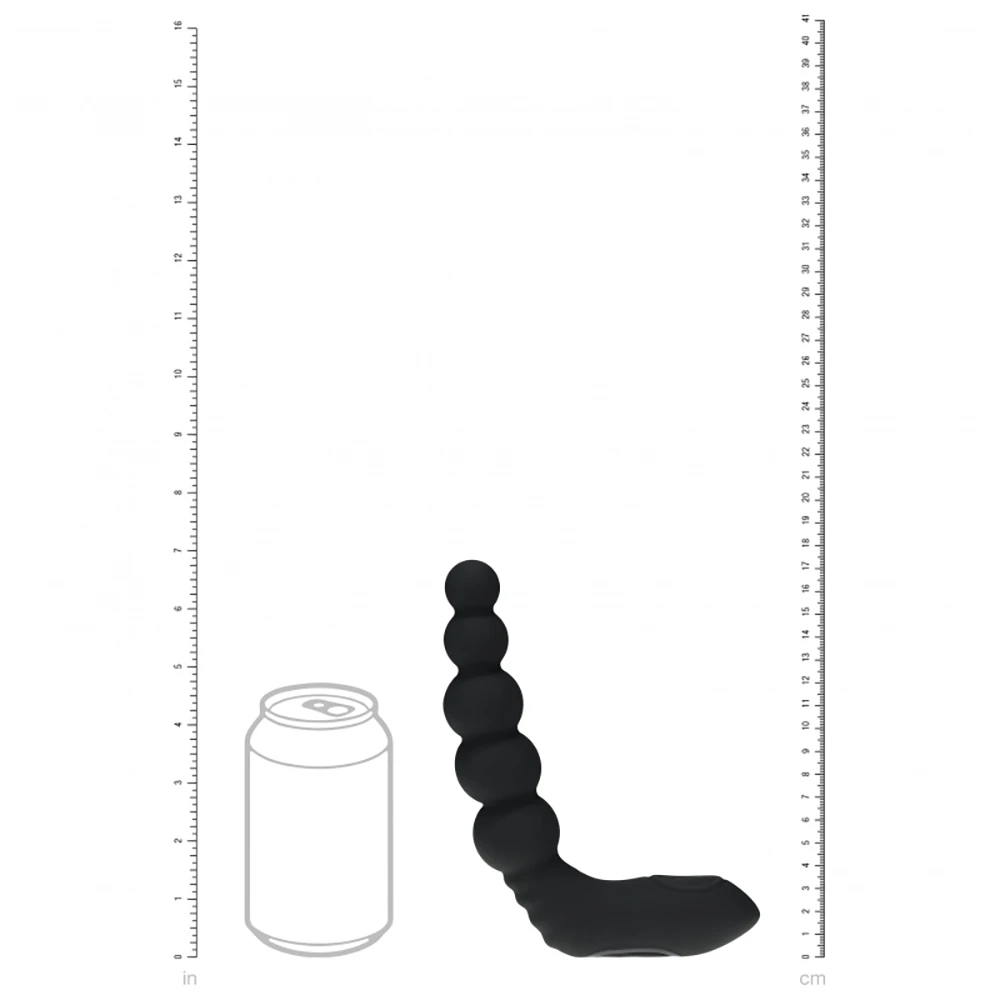 Levelz Vibrating Heating Bendable Tapping Beaded Silicone Prostate Stimulator Black