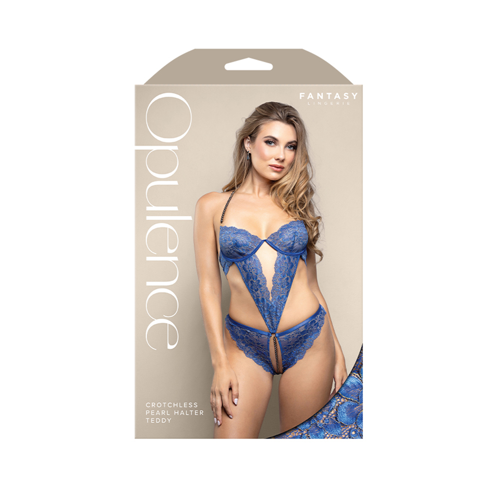 Crotchless Pearl Halter Teddy L/Xl
