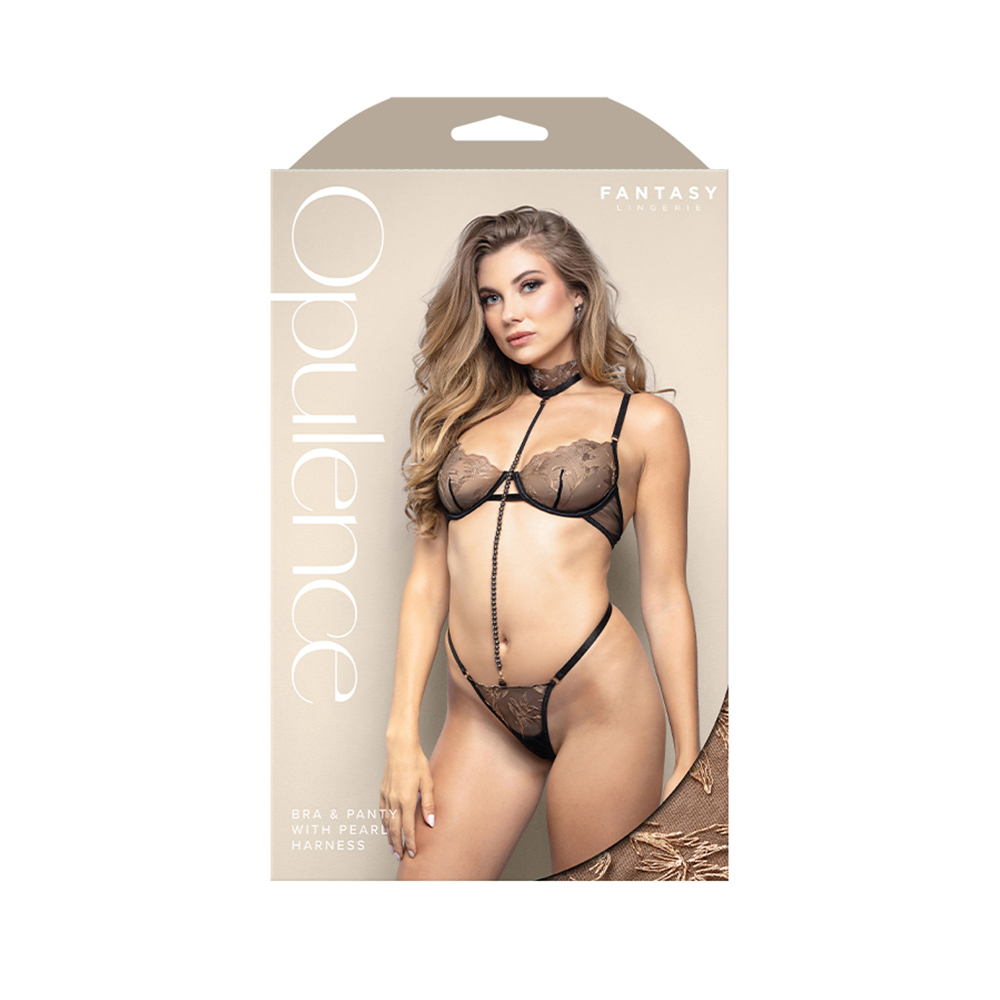 Bra & Panty With Pearl Harness M/L