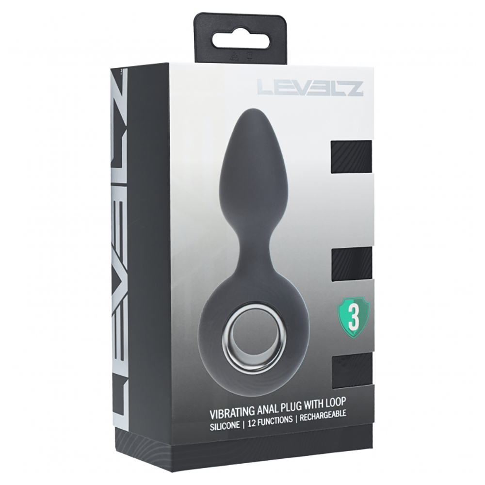Levelz Vibrating Silicone Anal Plug With Loop Black