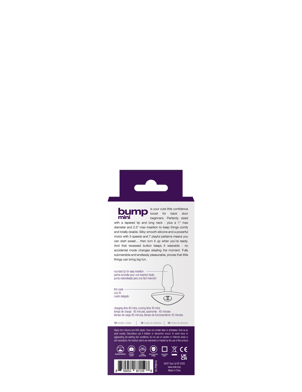 Bump Mini Rechargeable Anal Plug - Purple