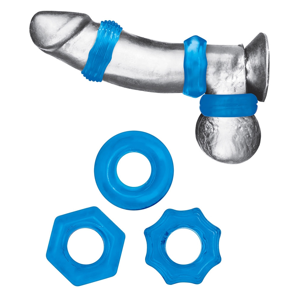 3-Pack Nuts & Bolts Stretch Cock Ring Set