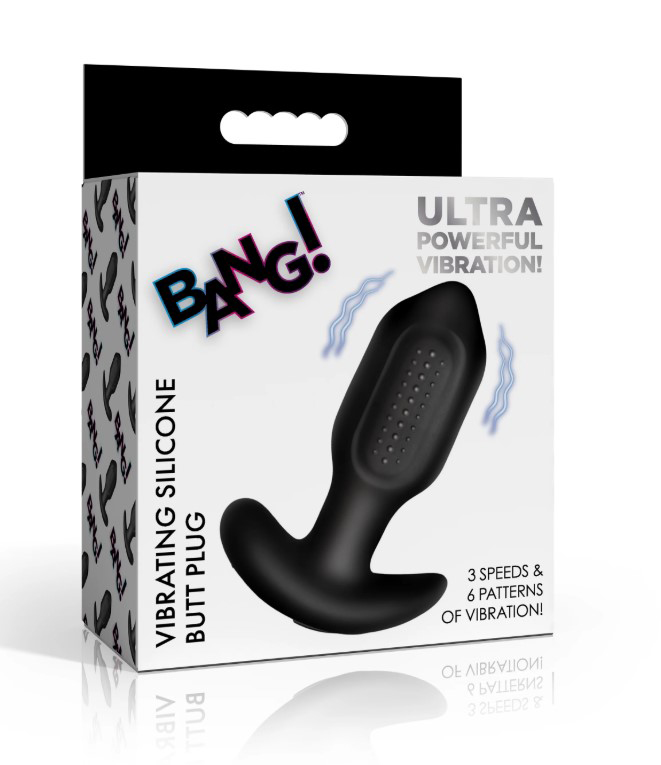 Bumpy Vibrating Silicone Butt Plug - Black