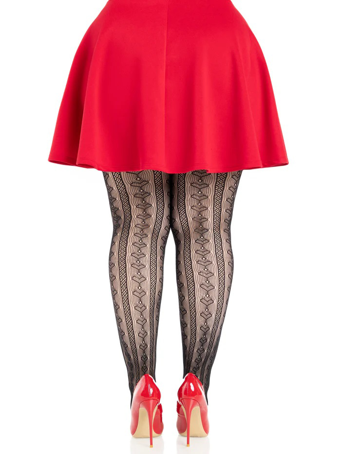 Plus Sweetheart Striped Tights - Os - Black/red