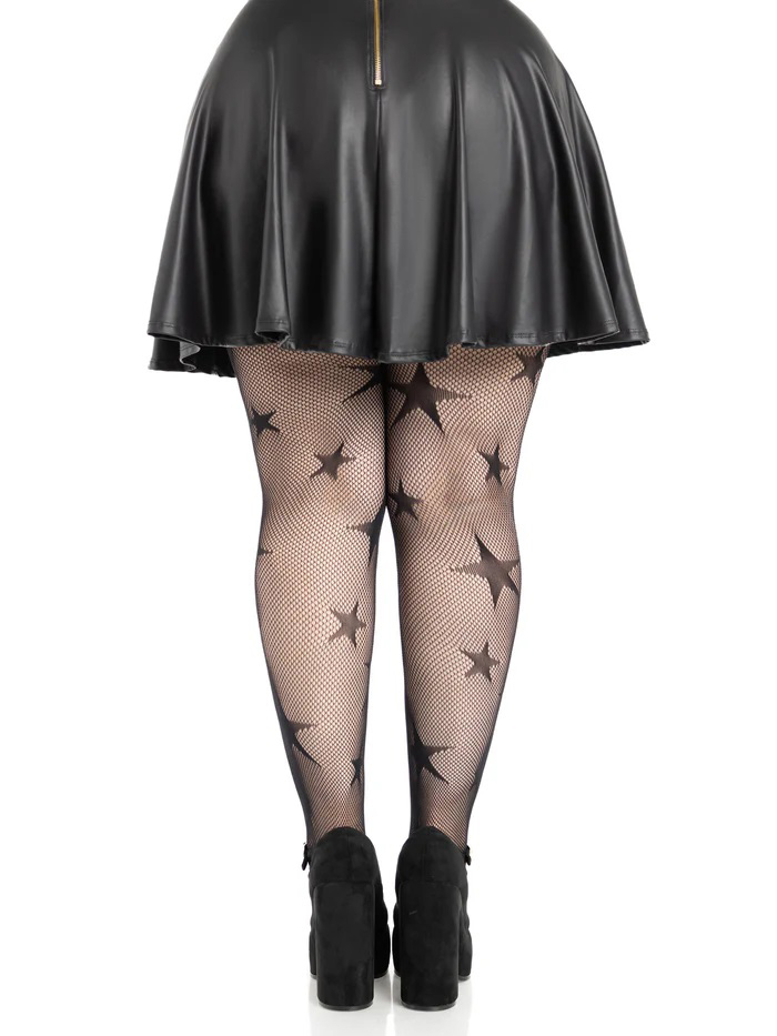 Star Net Tights - 1x 2x - Black