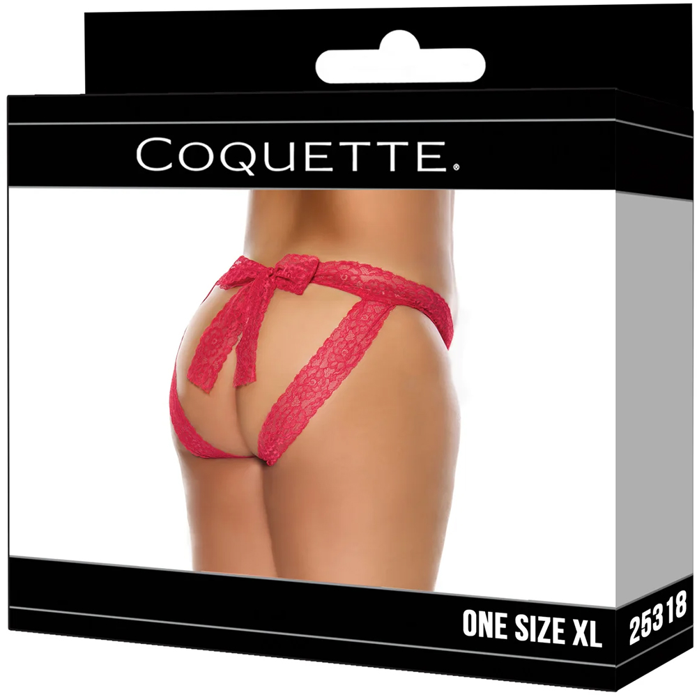 Coquette Lace Crotchless Panty Red XL